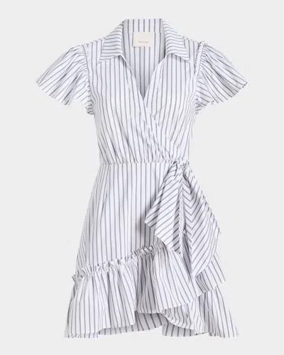 Cinq À Sept Lila Stripe Wrap Dress In White