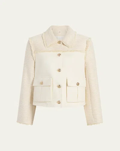 Cinq À Sept Liliana Braided Tweed Jacket In Whisper White/gardenia