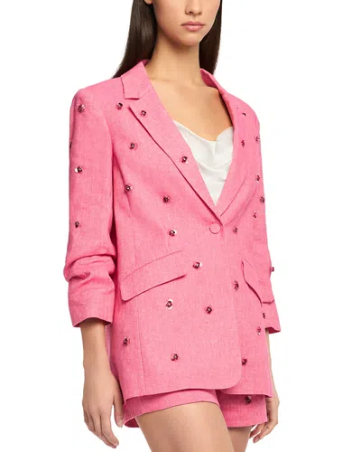 Cinq À Sept Cinq A Sept Linen & Cotton Wildflower Pailette Kylie Blazer In Azalea