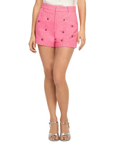 Cinq À Sept Cinq A Sept Linen & Cotton Wildflower Paillette Tora Shorts In Azalea