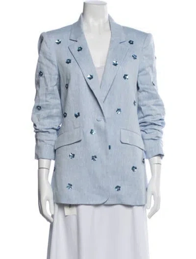 Pre-owned Cinq À Sept Linen Blazer In Blue