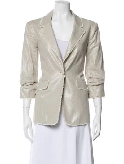 Pre-owned Cinq À Sept Linen Blazer In White
