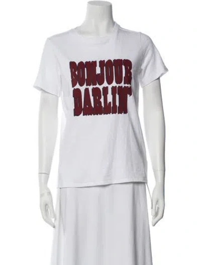 Pre-owned Cinq À Sept Linen Graphic Print T-shirt In White