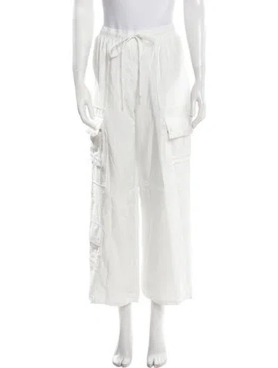 Pre-owned Cinq À Sept Linen Pleated Accents Sweatpants In White