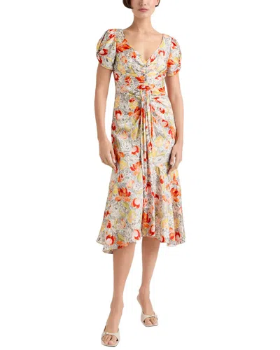 CINQ À SEPT CINQ À SEPT LINEWORK FLORAL WALKER DRESS