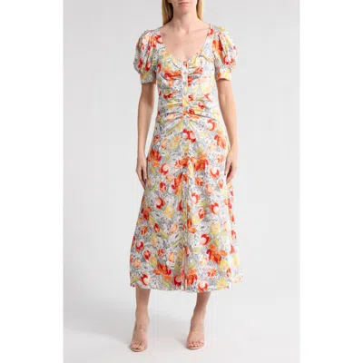 CINQ À SEPT CINQ À SEPT LINEWORK FLORAL XIMENA SHORT SLEEVE A-LINE DRESS