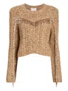 Cinq À Sept Lisabeth Bugle-fringed Sweater In Brown