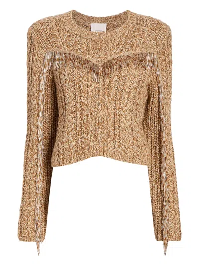 CINQ À SEPT LISABETH BUGLE-FRINGED SWEATER