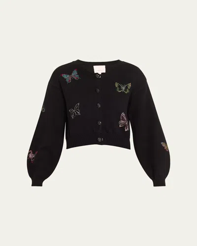 Cinq À Sept Lisette Embellished Butterfly Cardigan In Black Multi