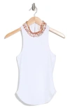 Cinq À Sept Liz Rhinestone Collar Sleeveless Top In White Multi