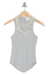 Cinq À Sept Lizzie Faux Pearl Chain Embellished Rib Tank