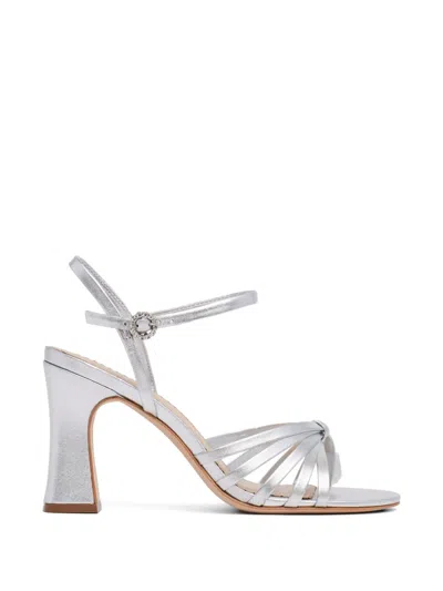 Cinq À Sept Logan Metallic Heeled Sandals In Silver