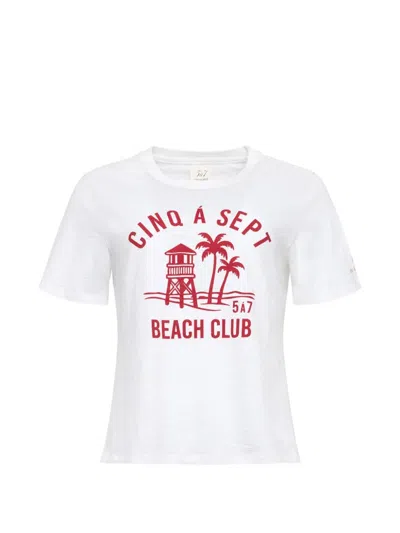 Cinq À Sept Logo-print Slub-texture T-shirt In White