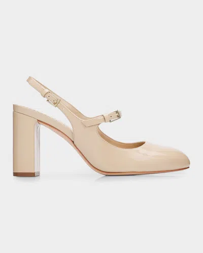 Cinq À Sept Lola 80mm Patent Leather Slingback Pumps In Neutral