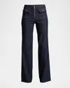 Cinq À Sept Azure Front High-rise Wide-leg Crop Jeans In Indigo