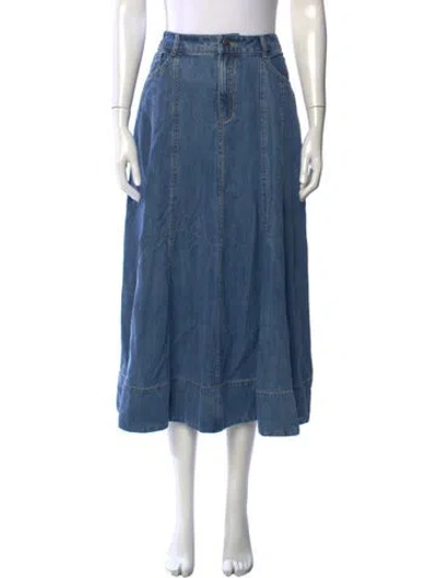 Pre-owned Cinq À Sept Long Skirt In Blue
