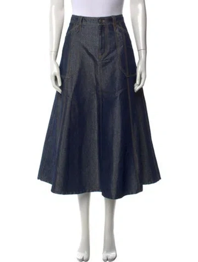 Pre-owned Cinq À Sept Long Skirt In Blue