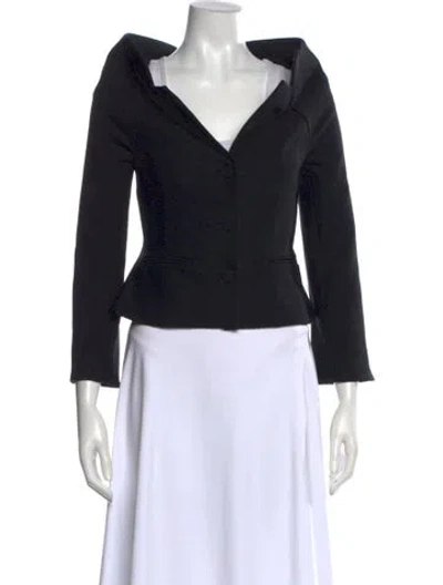 Pre-owned Cinq À Sept Long Sleeve Blouse In Black