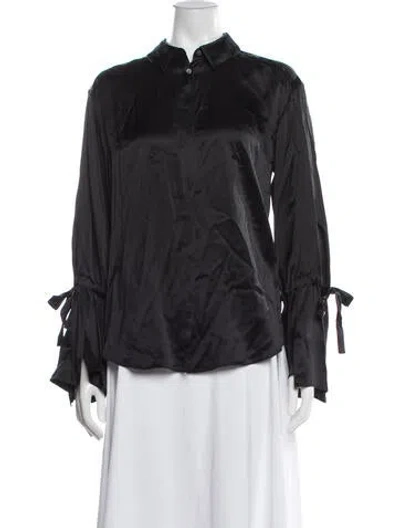Pre-owned Cinq À Sept Long Sleeve Blouse In Black