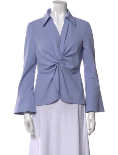 Pre-owned Cinq À Sept Long Sleeve Blouse In Blue