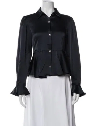 Pre-owned Cinq À Sept Long Sleeve Blouse In Blue