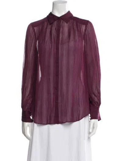 Pre-owned Cinq À Sept Long Sleeve Blouse In Purple