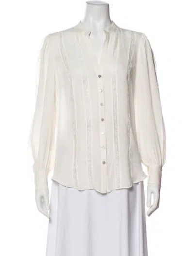 Pre-owned Cinq À Sept Long Sleeve Blouse In White