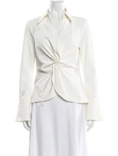 Pre-owned Cinq À Sept Long Sleeve Blouse In White