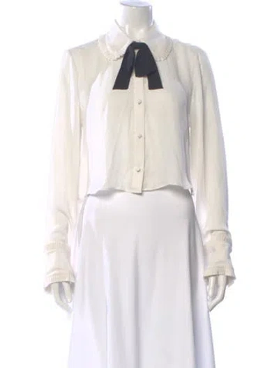 Pre-owned Cinq À Sept Long Sleeve Blouse In White