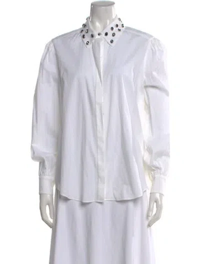 Pre-owned Cinq À Sept Long Sleeve Blouse In White
