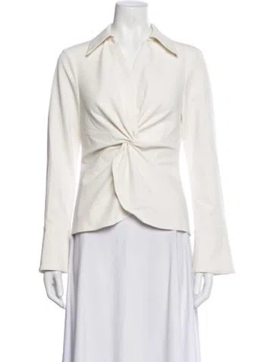 Pre-owned Cinq À Sept Long Sleeve Blouse In White