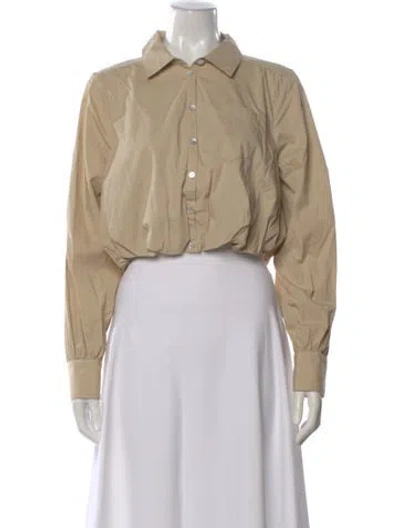 Pre-owned Cinq À Sept Long Sleeve Button-up Top In Neutral