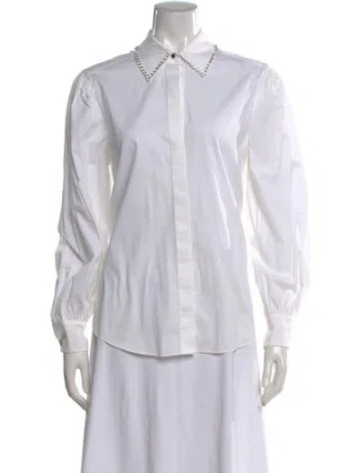 Pre-owned Cinq À Sept Long Sleeve Button-up Top In Neutral