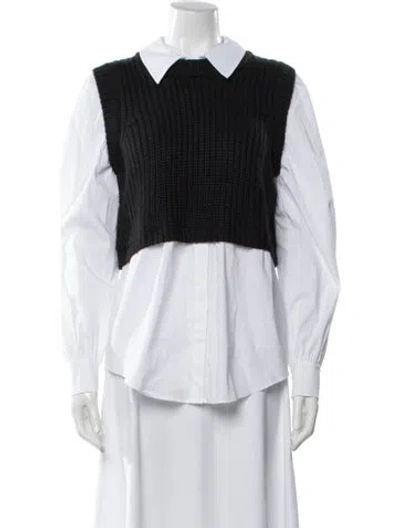 Pre-owned Cinq À Sept Long Sleeve Button-up Top W/ Tags In White