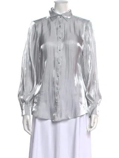 Pre-owned Cinq À Sept Long Sleeve Button-up Top In White