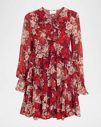 Cinq À Sept Long-sleeve Gilded Paisley Mini Dress In Multi