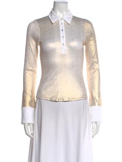 Pre-owned Cinq À Sept Long Sleeve Polo In Neutral