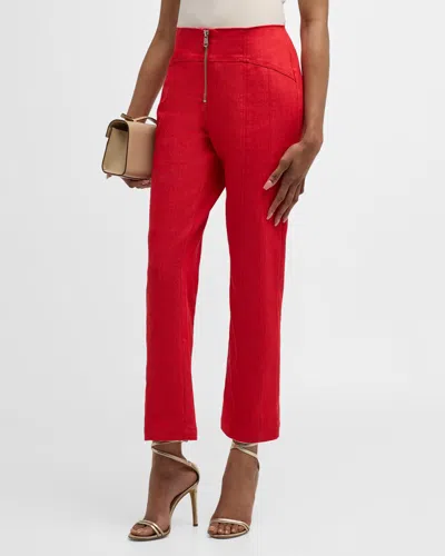 Cinq À Sept Loren Mid-rise Flare Pants In Red