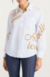 Cinq À Sept Crushed Sequin Loveletter Blanche Button-front Shirt In Multi