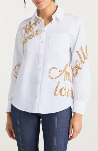 CINQ À SEPT CINQ À SEPT LOVE LETTER CRUSHED SEQUIN BUTTON-UP SHIRT