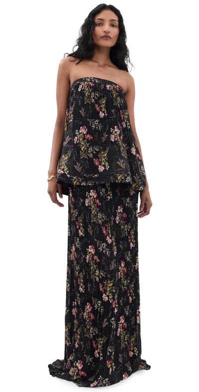 Cinq À Sept Love Letter Floral Rosaline Gown Black Multi