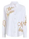 Cinq À Sept Crushed Sequin Loveletter Blanche Button-front Shirt In White