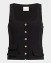 Cinq À Sept Lovina Crystal-button Vest In Black