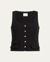 Cinq À Sept Lovina Crystal-button Vest In Black