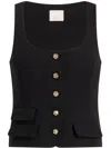 Cinq À Sept Lovina Crystal-button Vest In Black