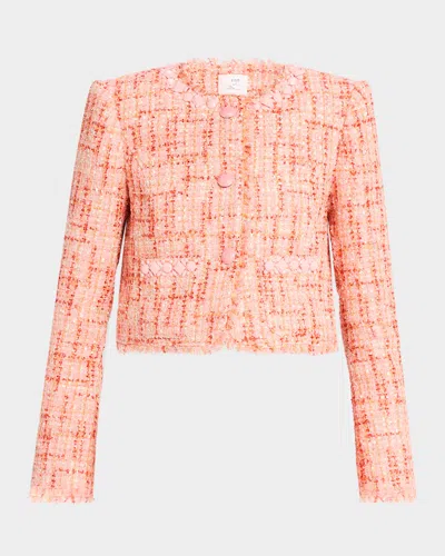 Cinq À Sept Lucie Boucle Audette Jacket In Pink Poppy Mult