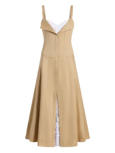 Cinq À Sept Lucil Button-front Midi Dress In Brown