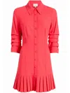 Cinq À Sept Lucilla Topstitched Pleated-hem Mini Shirtdress In Pink