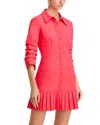 Cinq À Sept Lucilla Topstitched Pleated-hem Mini Shirtdress In Cherry Lemon