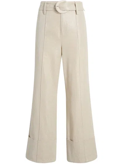 Cinq À Sept Lurex Linen Vassi Trousers In Neutrals